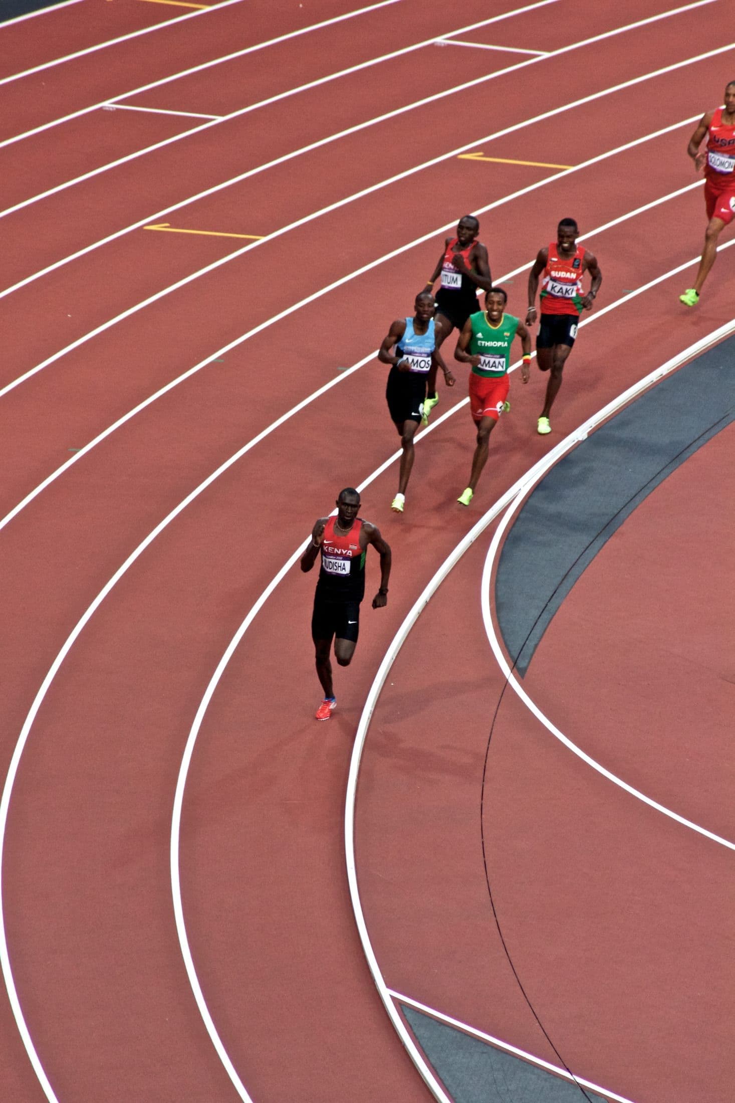 David Rudisha leading the men's 800m final at the 2012 London Olympics